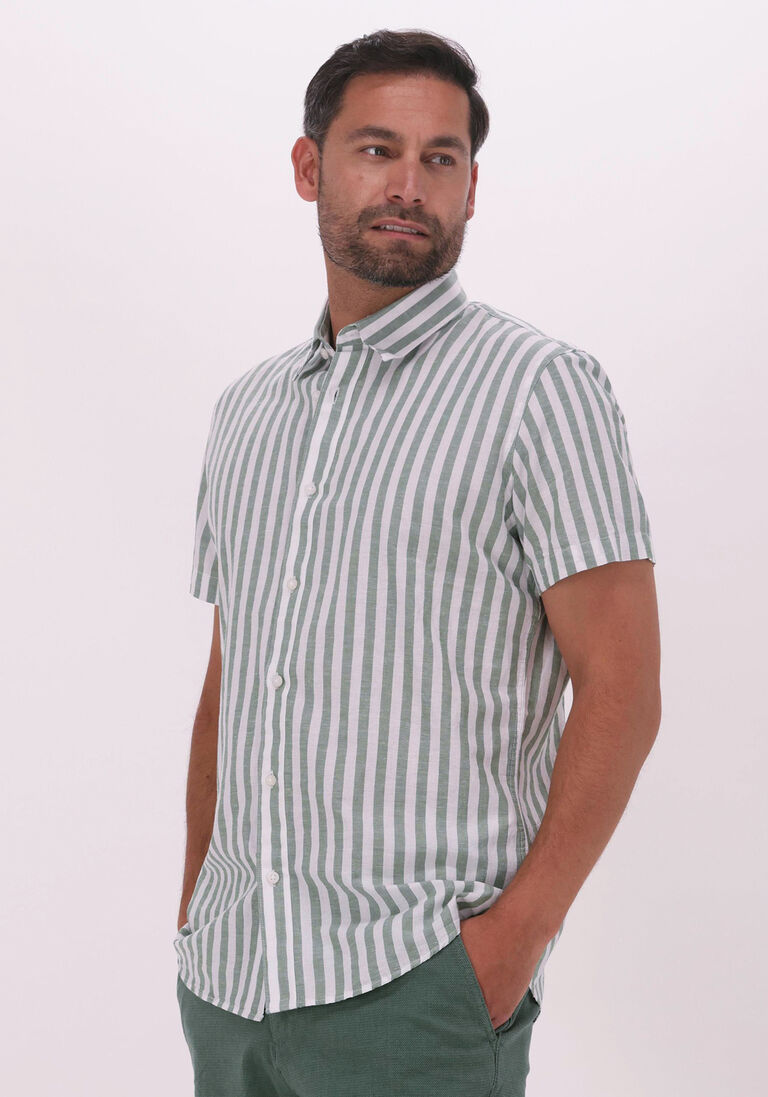 grüne selected homme casual-oberhemd slhslimnew-linen shirt ss classic w