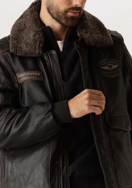 Braune PME LEGEND Jack FLIGHT JACKET SNOWPROP SHEEP VEG RUBB-OFF - large