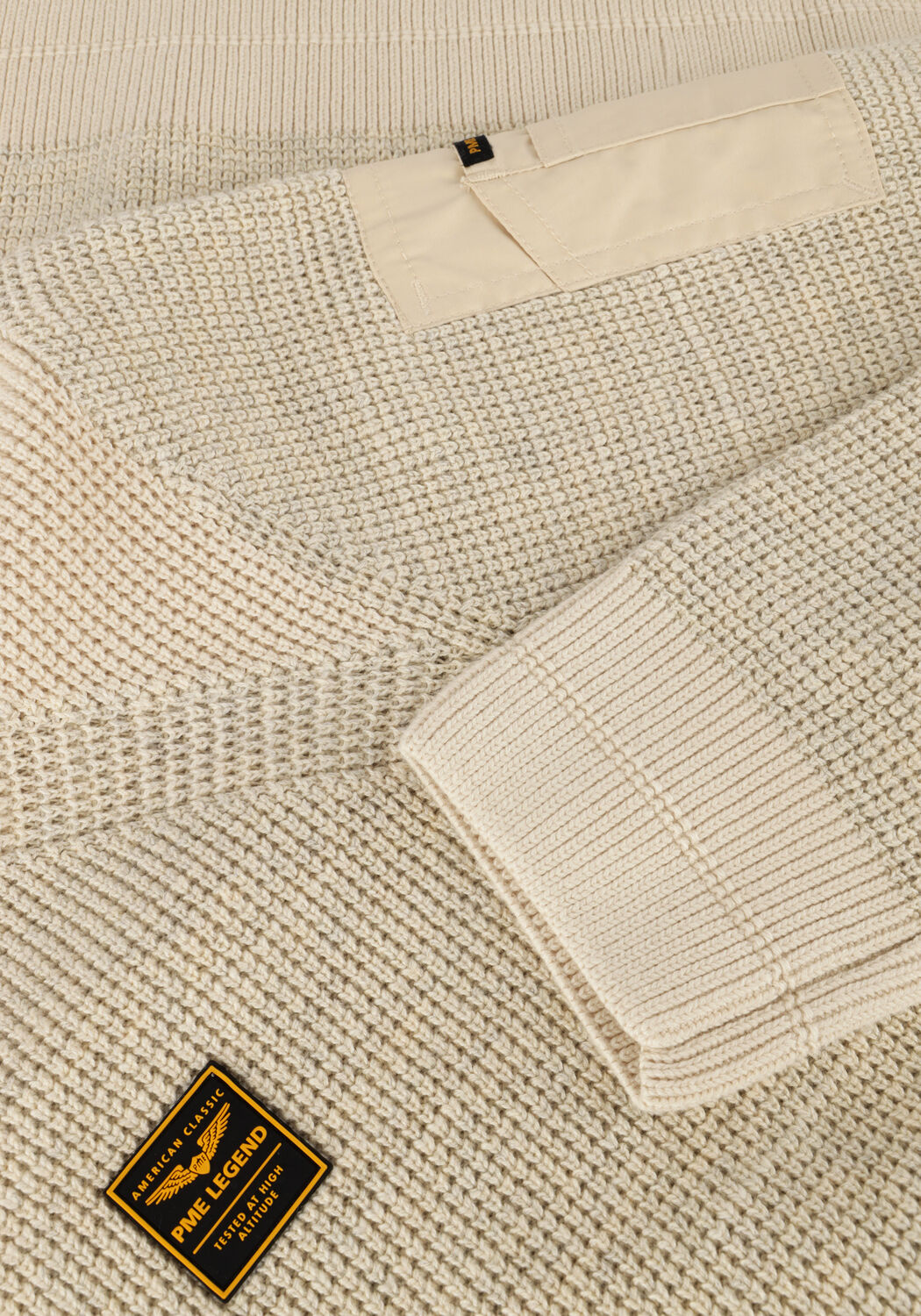 Beige PME LEGEND Pullover R-NECK COTTON RIB MELEE KNIT - large