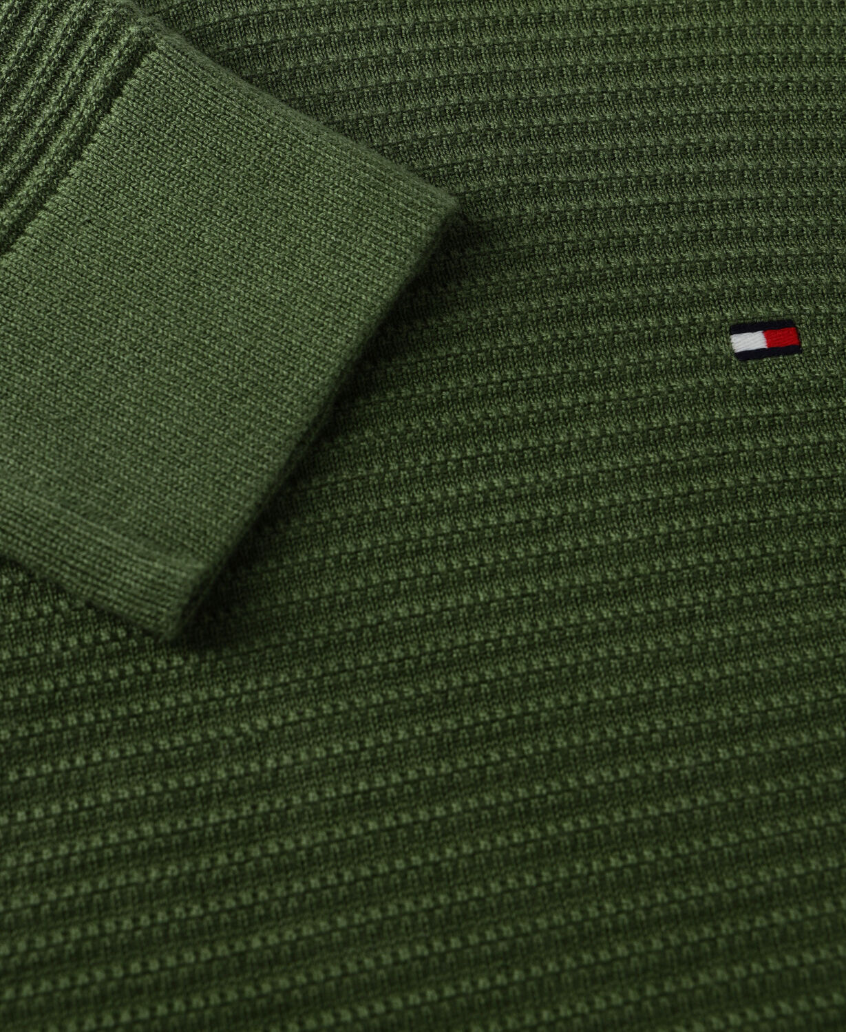 Olive TOMMY HILFIGER Pullover SEASONAL STRUCTURE CNECK - large