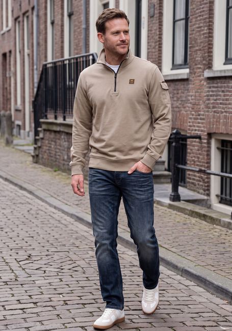 Beige PME LEGEND Pullover HALF ZIP COLLAR INTERLOCK JERSEY - large