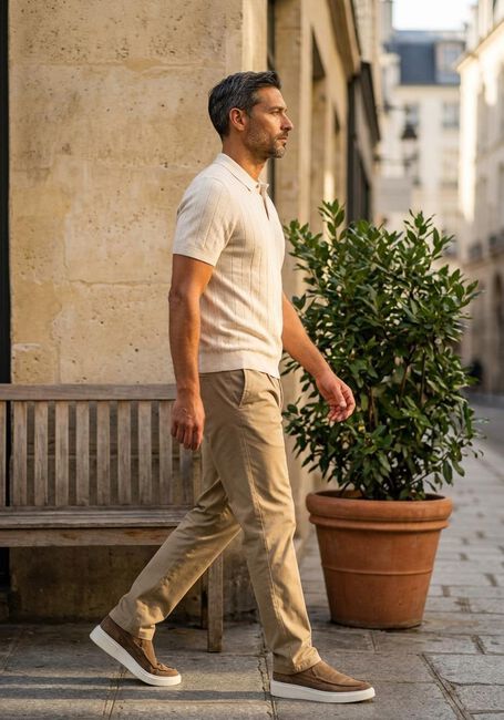 Ecru PROFUOMO Polo-Shirt POLO SS COTTON LINEN - large