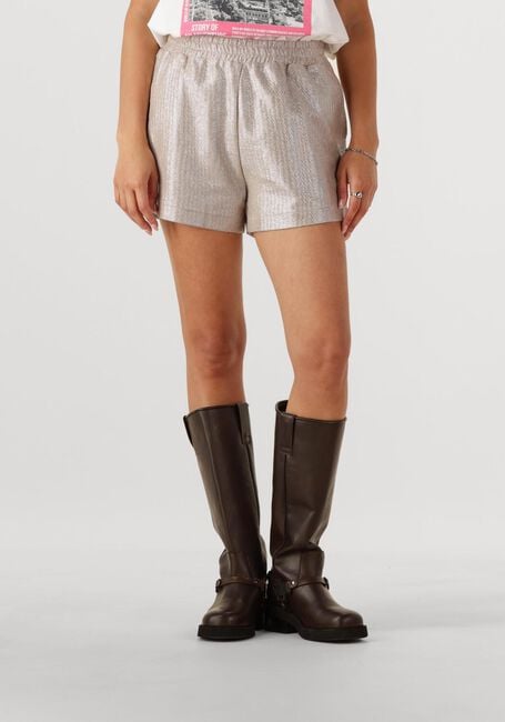 Silberne ALIX THE LABEL Kurze Hose LADIES WOVEN FOIL SHORTS - large