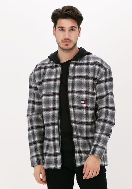 Graue TOMMY JEANS Jack TJM HOODED CHECK OVERSHIRT - large