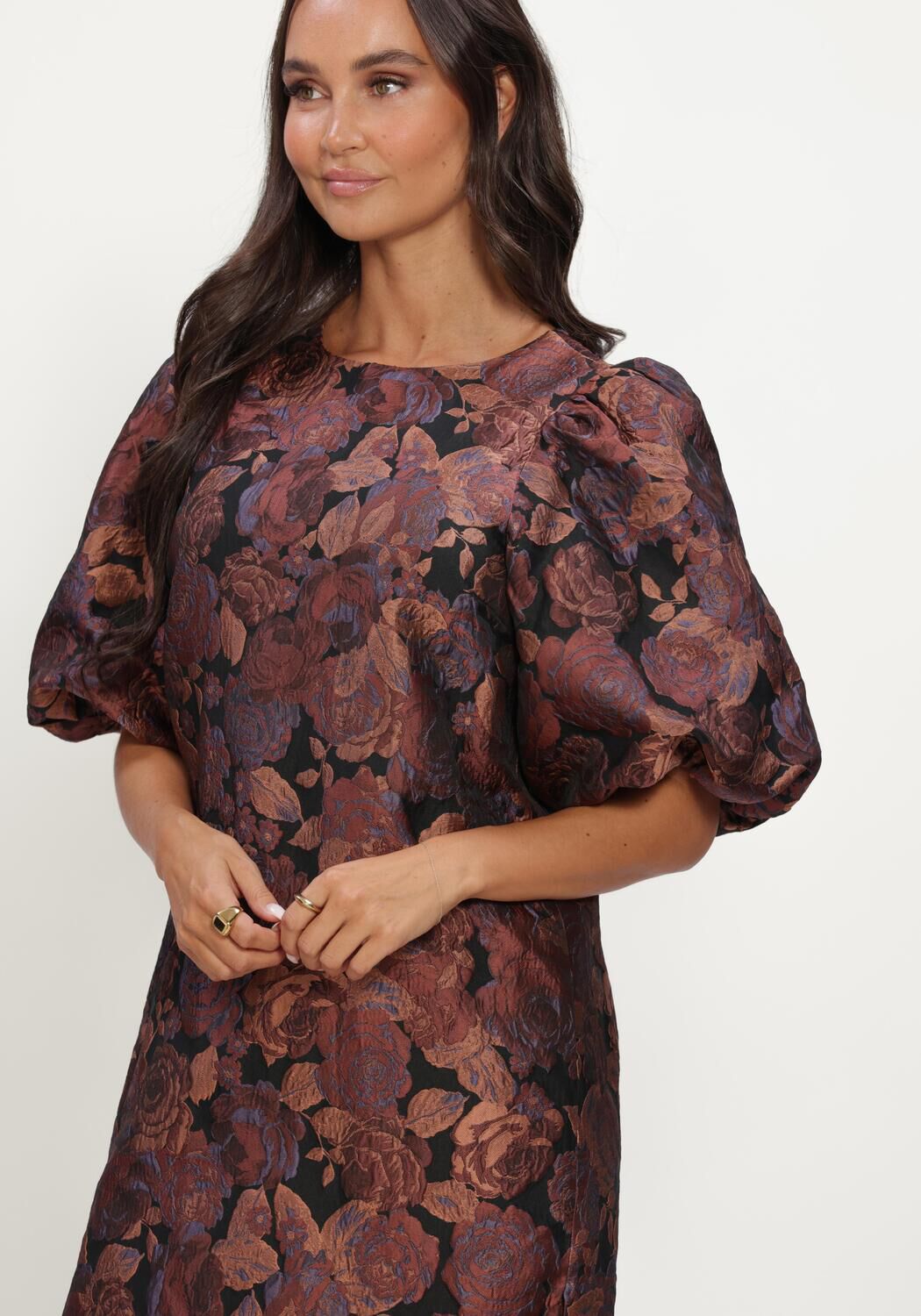 Mehrfarbige/Bunte NOTRE-V Minikleid NV-IZETTE BROCADE - large