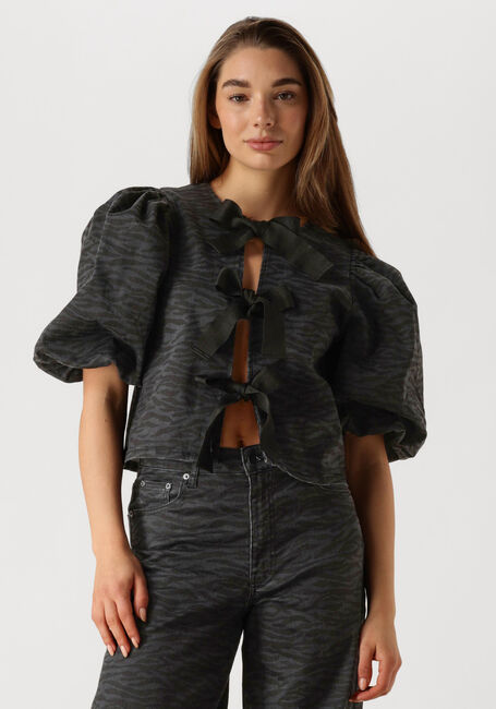 Graue CO'COUTURE Blusen ZEBRA BOW BLOUSE - large