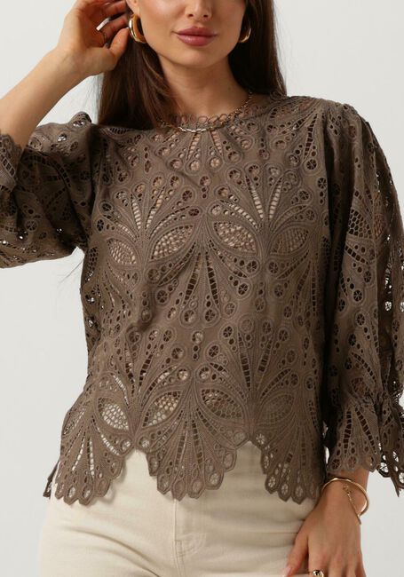 Taupe NEO NOIR Blusen ADELA EMBROIDERY BLOUSE - large