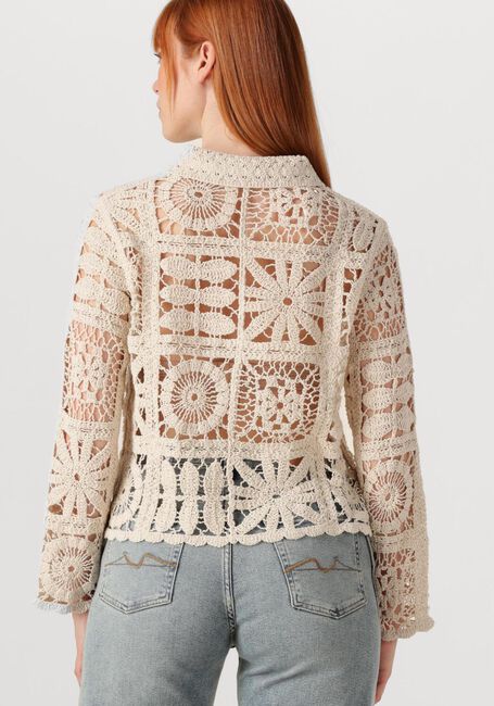 Ecru SUMMUM Strickjacke SHORT CARDIGAN FLOWER CROCHET KNIT - large