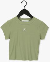 Olive CALVIN KLEIN T-shirt CK RIB CROPPED SLIM TEE