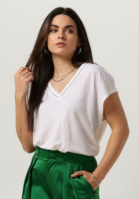 Weiße SCOTCH & SODA Top V-NECK LADDER DETAIL LOOSE FIT T-SHIRT - large