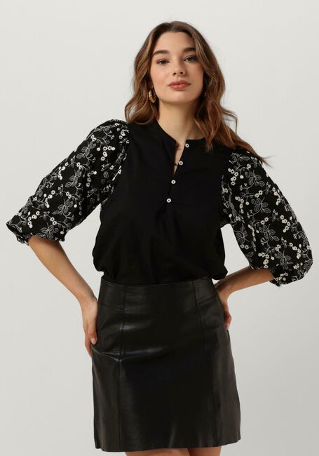 Schwarze SUMMUM Blusen SHIRT COTTON EMBROIDERED - large