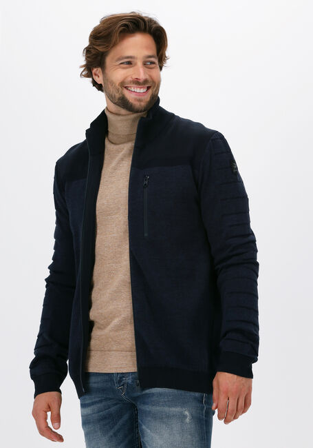 Dunkelblau VANGUARD Strickjacke ZIP JACKET COTTON BONDED MELAN - large