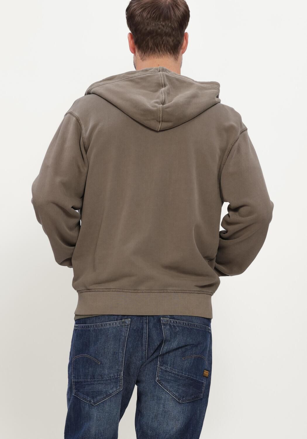 Taupe G-STAR RAW Sweatshirt UNIT WASHED FULL ZIP HDD SW L\S - large