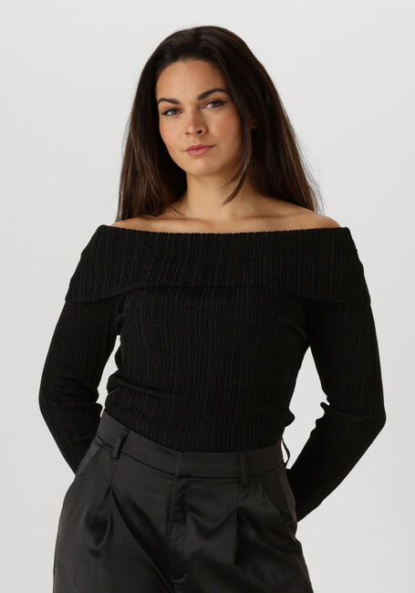 Schwarze GESTUZ Tops & T-shirts SILVIGZ RIB LS OFF SHOULDER - large