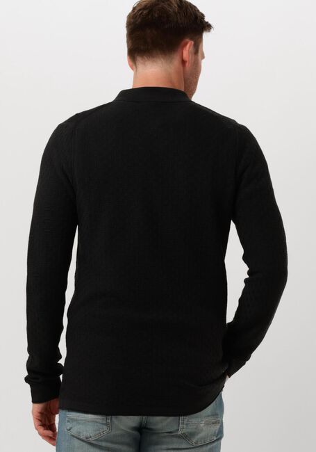 Schwarze CAST IRON Polo-Shirt LONG SLEEVE POLO COTTON MODAL - large