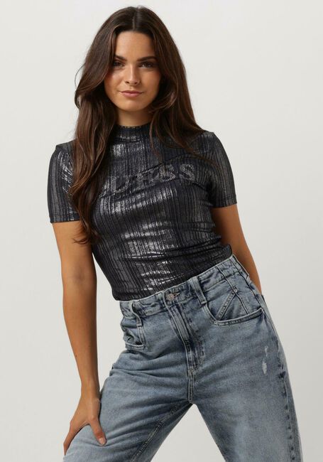 Schwarze GUESS Top SS HIGH NK CRISTINA LOGO TOP - large