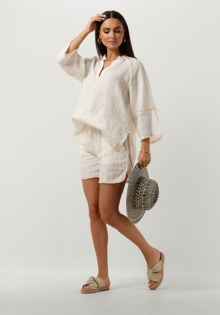 Weiße ACCESS Hosen SHORTS WITH ELASTIC WAIST AND FRINGES - large