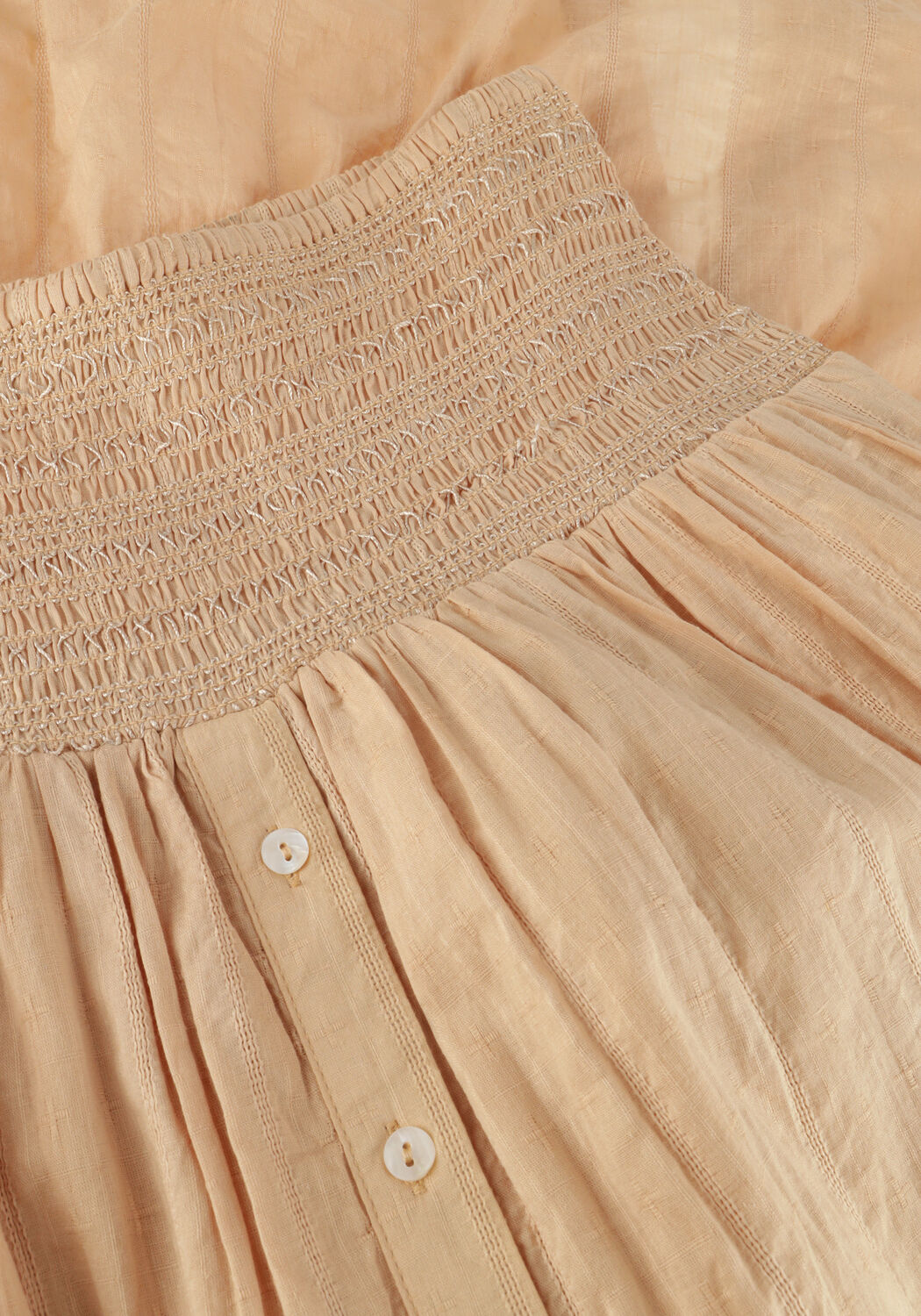 Sand RUBY TUESDAY Maxirock SALI LONG SKIRT WITH SMOCK WAISTBAND AND FULL PLACKET - large