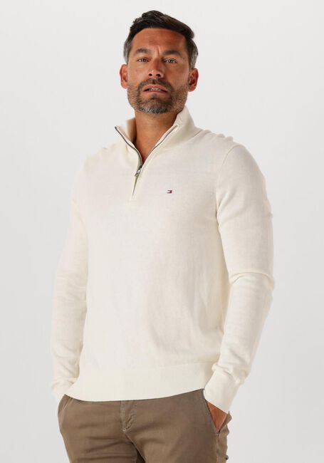 Ecru TOMMY HILFIGER Pullover PIMA ORG CTN CASHMERE ZIP MOCK - large
