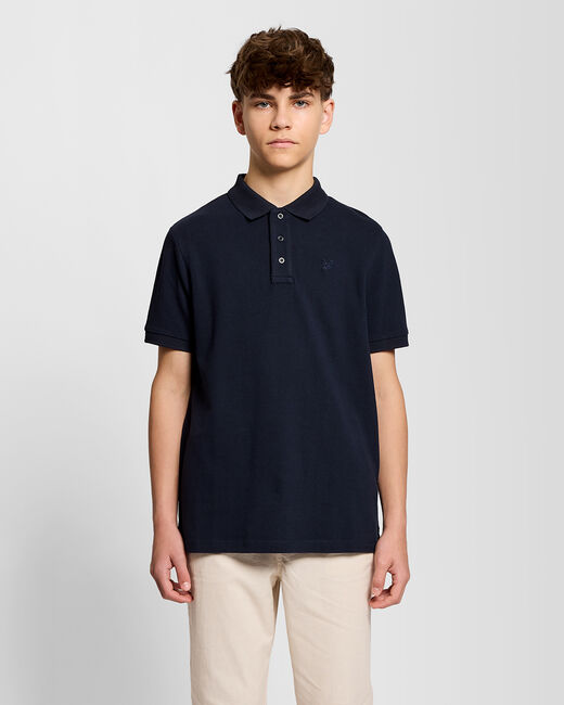 Dunkelblau LYLE & SCOTT T-shirt LINEN POLO SHIRT - large