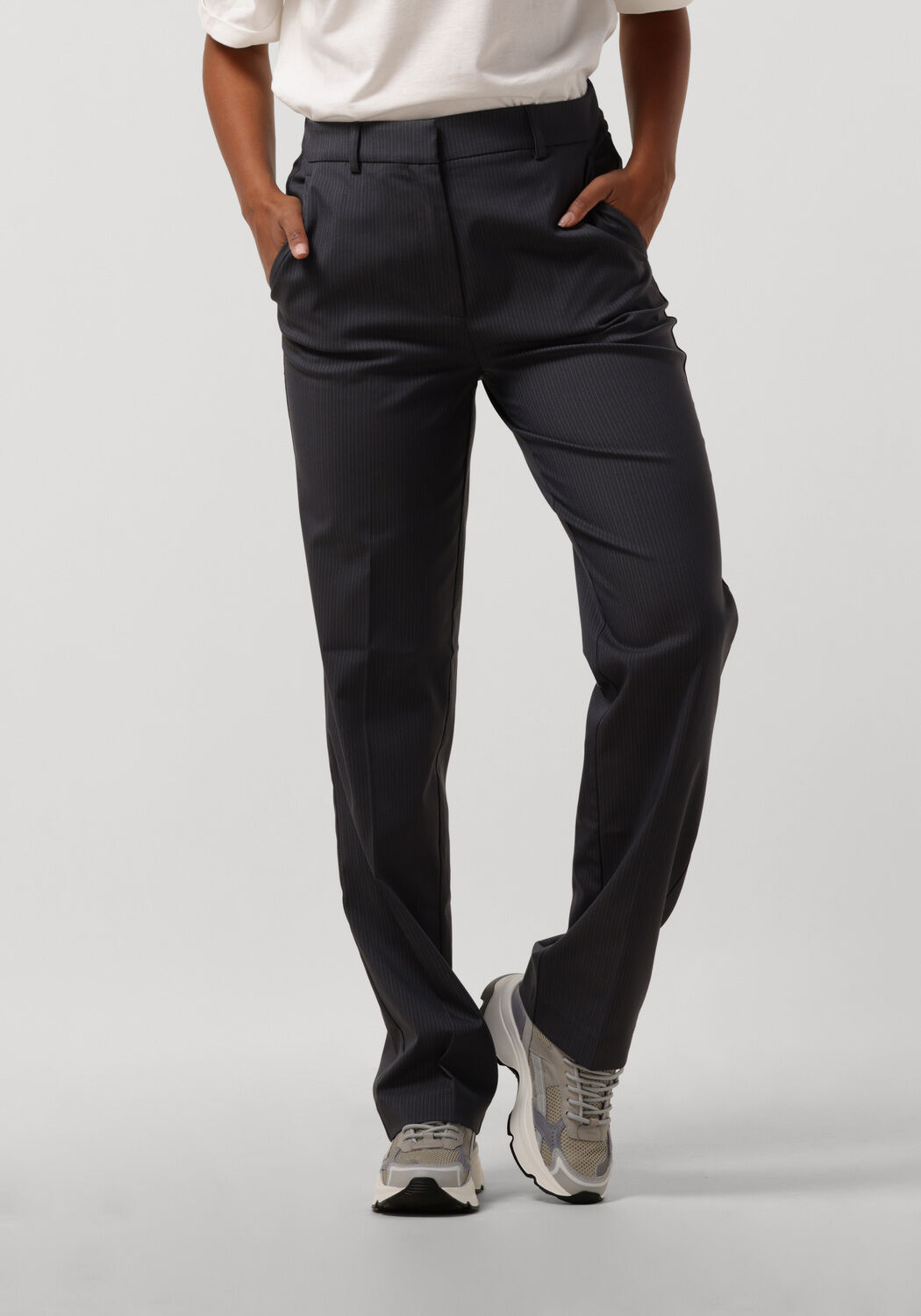 graue alix the label hose ladies woven straight leg pinstripe pants