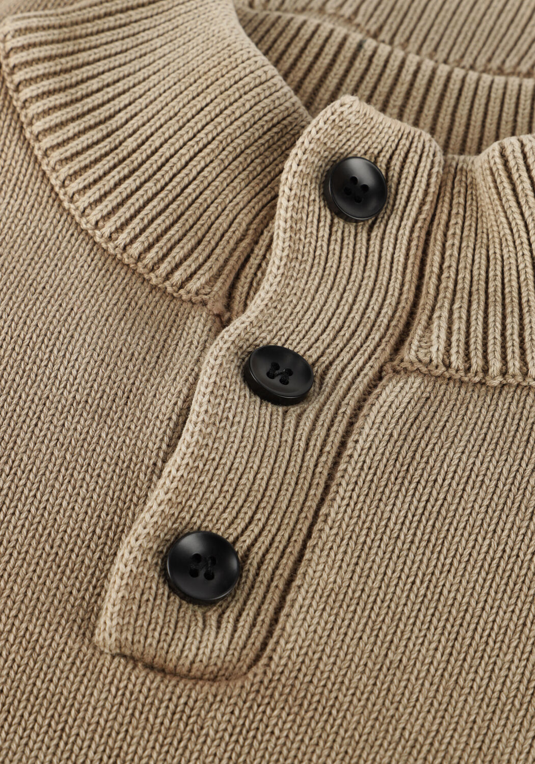 Beige INDIAN BLUE JEANS Pullover KNITTED COL BUTTONS WASHED - large