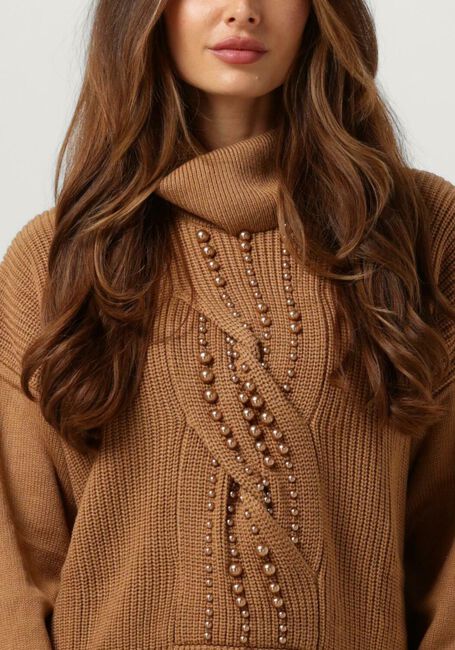 Camelfarbene LIU JO Pullover MAGLIA CHIUSA M/L D/VITA PERLE - large