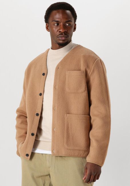 Camelfarbene ANERKJENDT Overshirts AKSIGURD BOILED WOOL - large