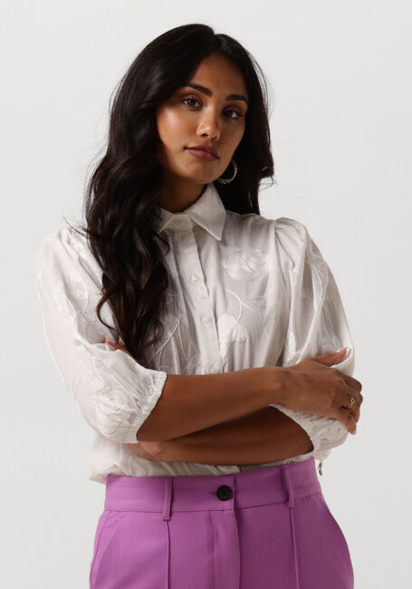 Nicht-gerade weiss JANSEN AMSTERDAM Blusen WFE722 EMBROIDERED BLOUSE 3/4 PUFFED SLEEVE - large