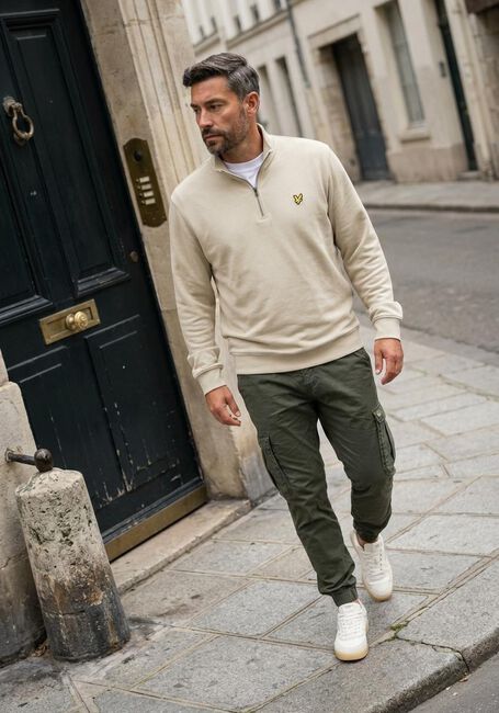 Sand LYLE & SCOTT Sweatshirt LOOPBACK QUARTER ZIP SWEAT - large