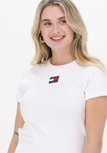 Weiße TOMMY JEANS T-shirt TJW BABY CROP RIB CENTER BADGE - large
