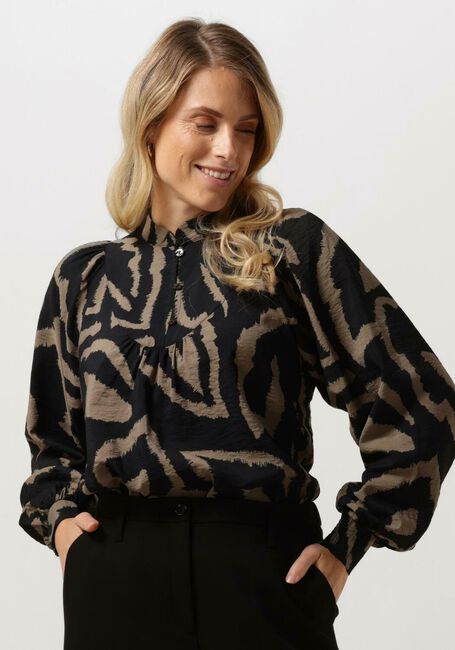 Schwarze SUMMUM Blusen TOP ABSTRACT LEAVES - large