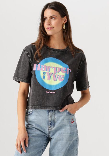 Schwarze HARPER & YVE T-shirt HOTSTUFF-SS CROPPED - large