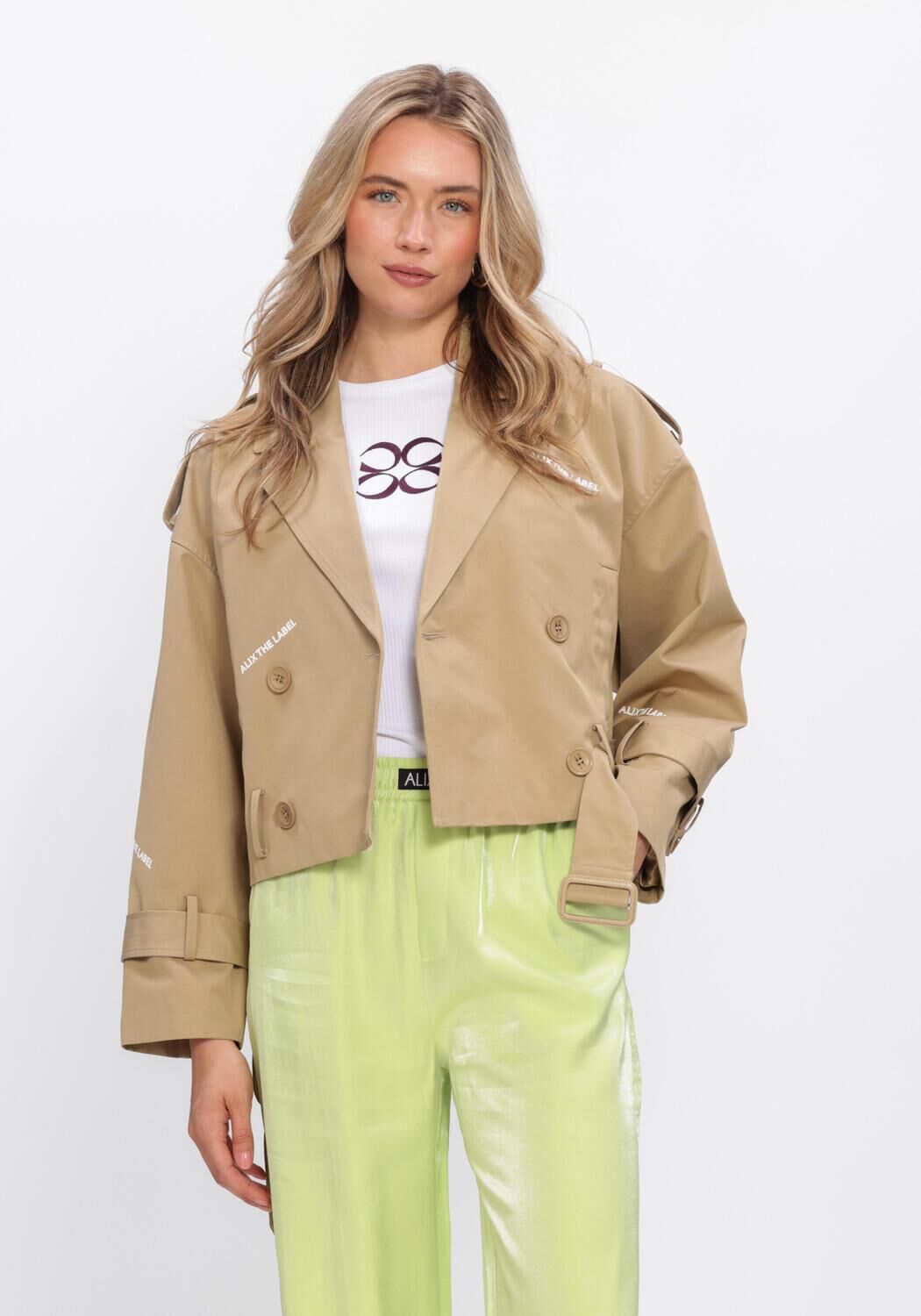 Camelfarbene ALIX THE LABEL Trenchcoats LADIES WOVEN SHORT ALIX TRENCH COAT - large