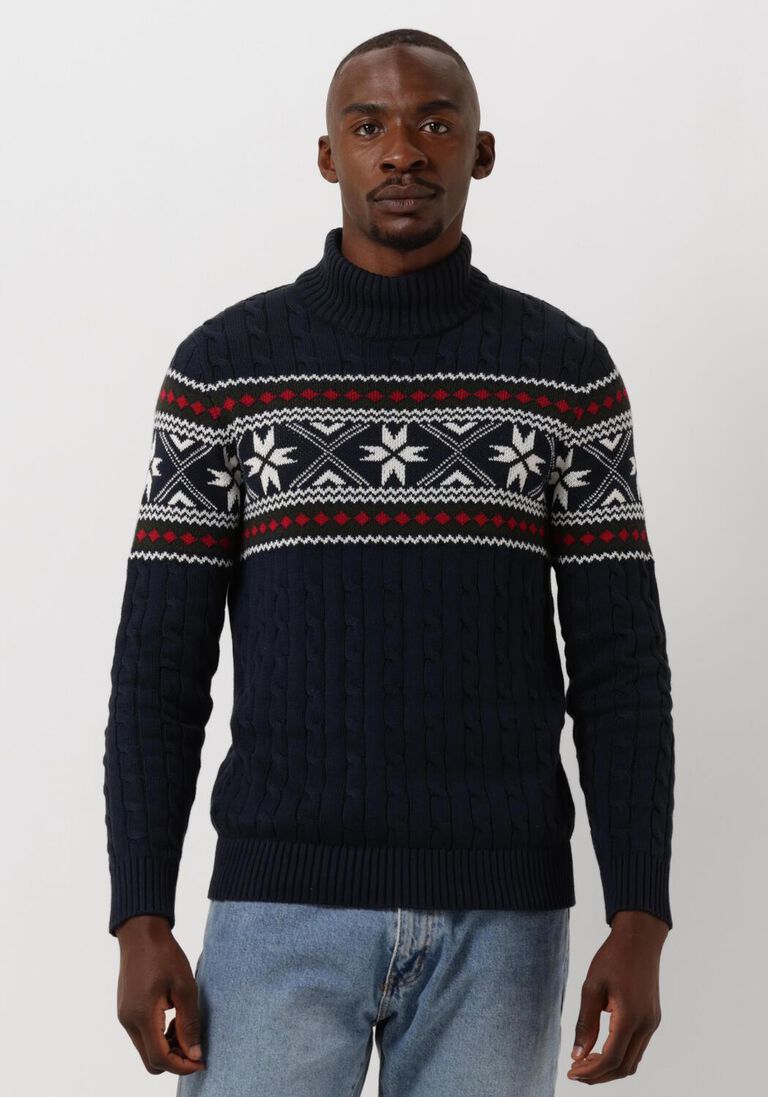 blaue selected homme rollkragenpullover slhflake ls knit cable high ne