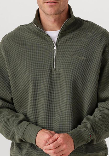 Grüne TOMMY JEANS Pullover TJM RLX WAFFLE SCRIPT QRTR ZIP - large