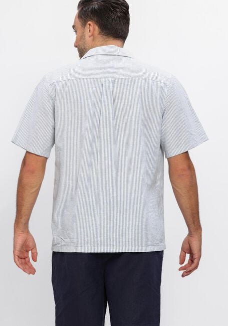 Blaue LES DEUX Casual-Oberhemd LUKAS STRIPE COTTON LINEN SS SHIRT - large