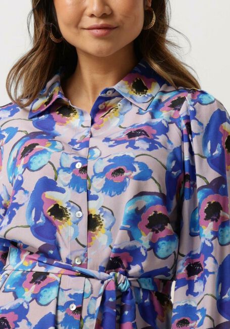Blaue JANSEN AMSTERDAM Minikleid PF508 PRINTED LONG SLEEVE BLOUSE DRESS - large