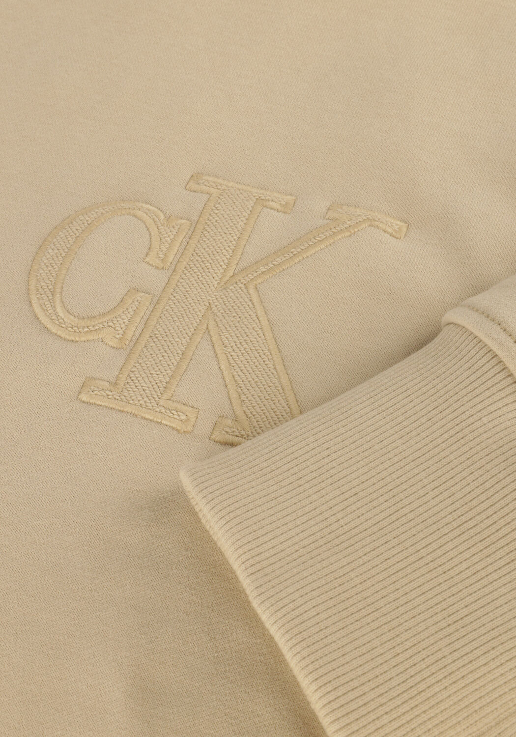 Khaki CALVIN KLEIN Sweatshirt CK APPLIQUE CREW NECK - large