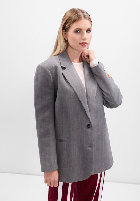 Graue ALIX THE LABEL Blazer LADIES WOVEN CLASSY GRANDAD BLAZER - large
