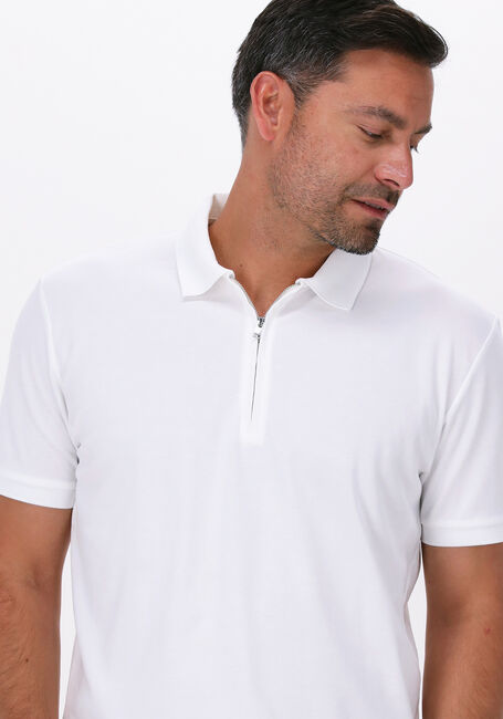 Weiße SELECTED HOMME Polo-Shirt SLHFAVE ZIP SS POLO B - large
