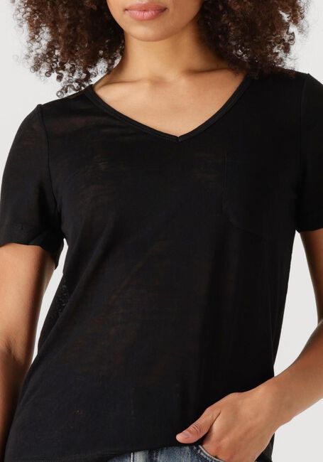 Schwarze OBJECT T-shirt OBJETESSI SLUB S/S V-NECK NOOS - large