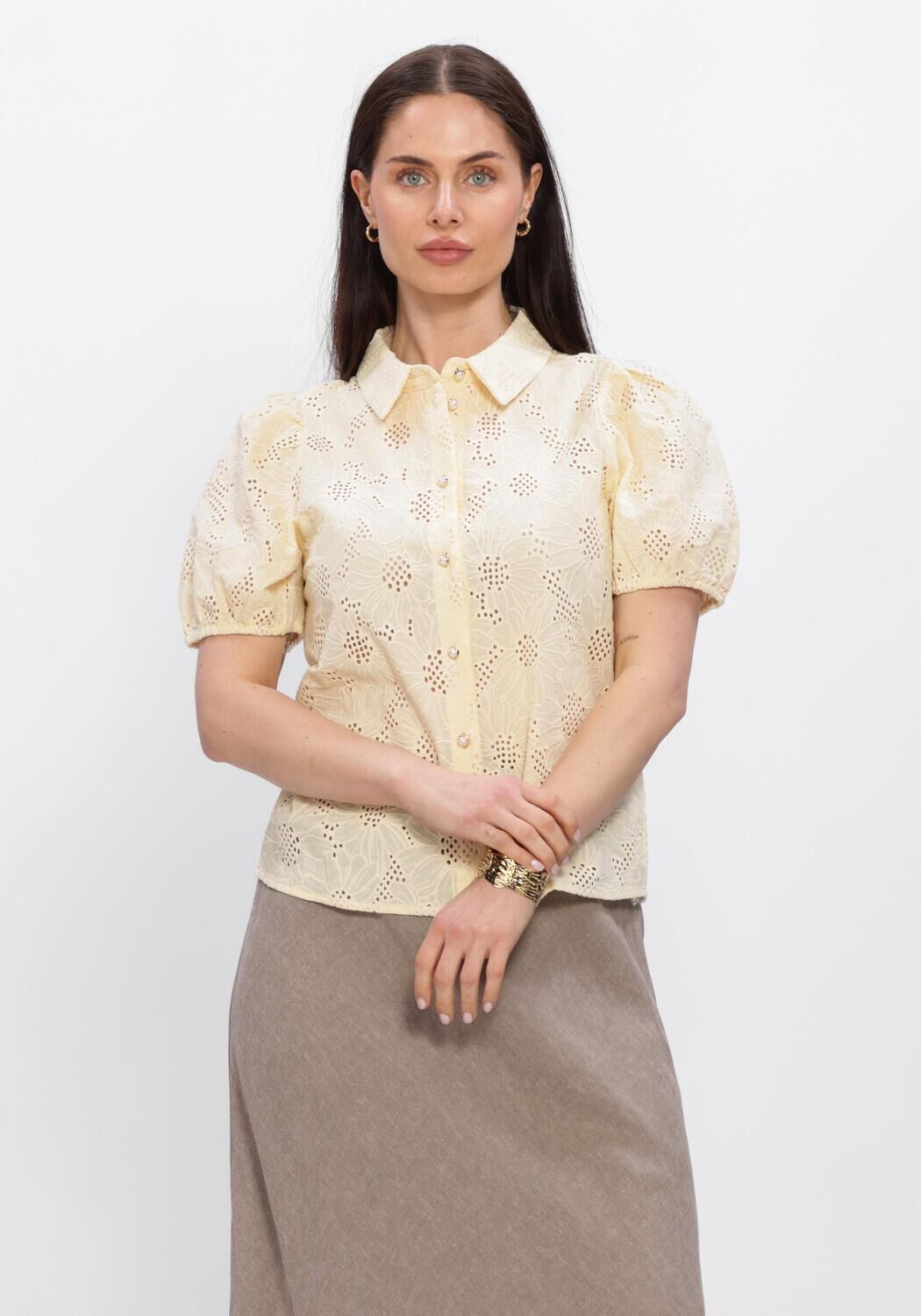 Gelbe FREEBIRD Blusen WV-FLOWER-EMBRO-26-1 - large