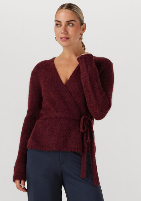 Bordeaux SELECTED WOMEN Pullover SLFGABELLA LS KNIT BELT CARDIGAN - large