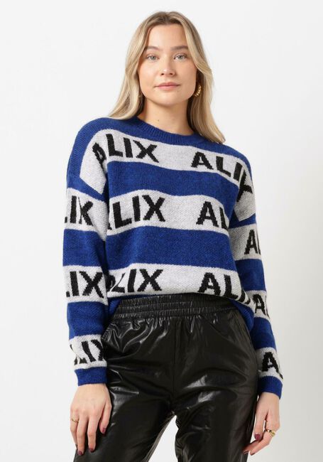 Blaue ALIX THE LABEL Sweatshirt LADIES KNITTED ALIX STRIPE PULLOVER - large