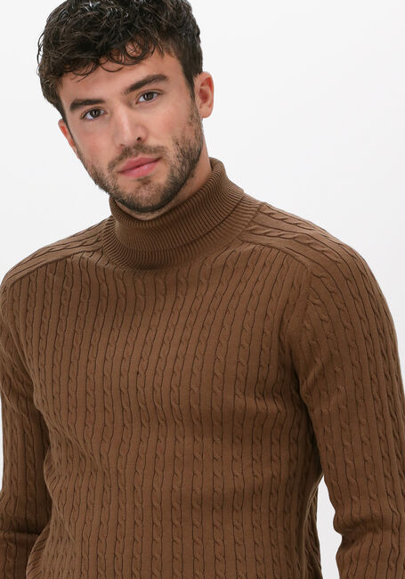 Braune SELECTED MEN Rollkragenpullover SLHAIKO LS KNIT CABLE ROLLNECK - large