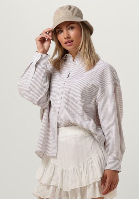 Sand COLOURFUL REBEL Blusen VICKY STRIPED DROPPED SHOULDER BLOUSE - large