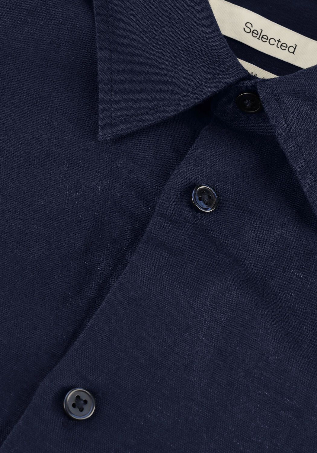 Dunkelblau SELECTED MEN Casual-Oberhemd SLHREGCLAY LINENBLEND LS SHIRT CLA NOOS - large