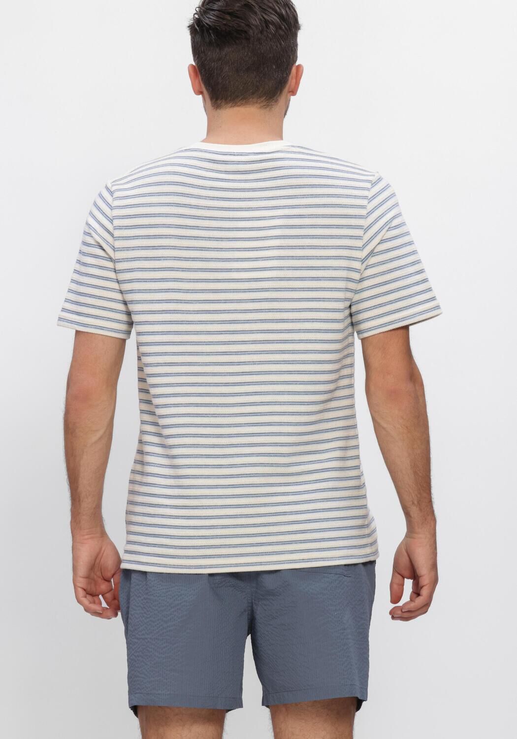 Blaue SELECTED MEN Polos & T-Shirts SLHKEVIN STRIPE SS O-NECK TEE - large