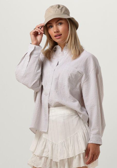 Sand COLOURFUL REBEL Blusen VICKY STRIPED DROPPED SHOULDER BLOUSE - large